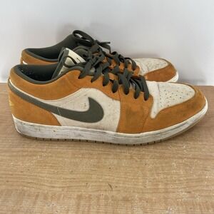 Air Jordan 1 SE Low Light Curry Size 12 Pre-Owned DH6931-102 Orange Olive